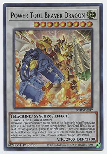 Yu-Gi-Oh! Power Tool Braver Dragon - POTE-EN097 - Super Rare - 1st Edition - Single Card - Collectible Card