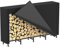 Kaminholzregal Außen mit Abdeckung 164,2×25,5×80 cm – Brennholzregal für Innen & Außen, Feuerholzständer für Kaminholz, Verstellbares Metall Holzregal mit Wasserdichter Oxford-Abdeckung – Schwarz