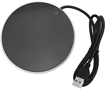 Calentador de Tazas Portátil Calentador de Bebidas Inteligente a Temperatura Constante con Interruptor Táctil Inteligente Calentador de Tazas USB para Tazas y Vasos con Fondo Plano Ø10,3 Cm (Plata)