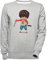 Luxogo Kotaro Stick-Kunst Unisex Grau Jumper Sweatshirt Herren Damen Unisex Grey Jumper Men's Women's