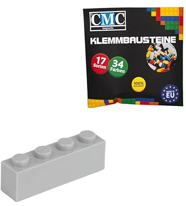 CMC imports 30 Klemmbausteine Bausteine Grundbausteine 1x4 Noppen Kompatibel Bricks 34 vers. Farben (411 - Hell - Grau)