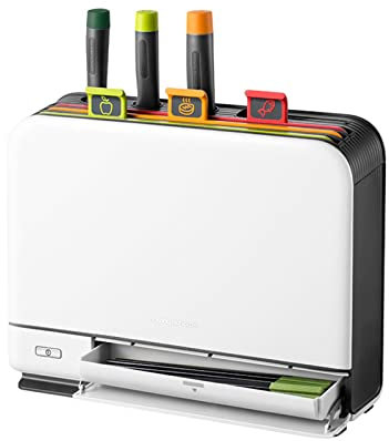 Tabla de Cortar Smart Knife,Tabla de Cortar Organizador para Secar Utensilios de Cocina con 3 Tablas de Cortar codificadas por Colores, 3 Cuchillos, para la Cocina, Smart Home Gadgets