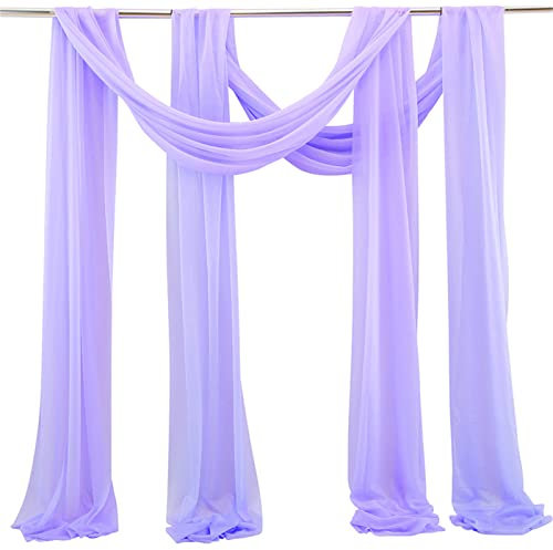 EXQULEG 2 Stück Querbehang Freihanddeko, Himmelbett Vorhänge Freihanddeko Gardinen Voile Hochzeitsbogen Tüll im Freien Hochzeit Bogen dekorieren Fotografie Hintergrundtuch (#P,75x600cm)