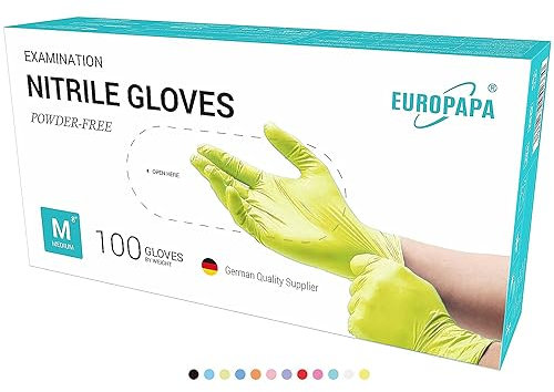 EUROPAPA® 500x Einweghandschuhe Nitrilhandschuhe puderfrei Untersuchungshandschuhe EN455 EN374 latexfrei Einmalhandschuhe Handschuhe in Gr. S, M, L & XL verfügbar (Gelb, M)