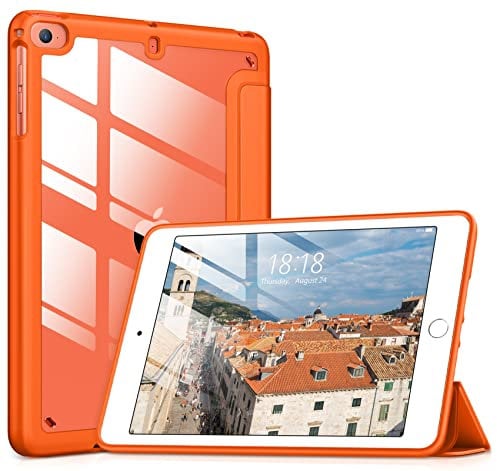 VIKESI Coque Transparente pour iPad Mini 4 5 3 2 1 7,9 iPad Mini 1ère 2e 3e 4e 5e génération [Mise en Veille/réveil Automatique] – Orange