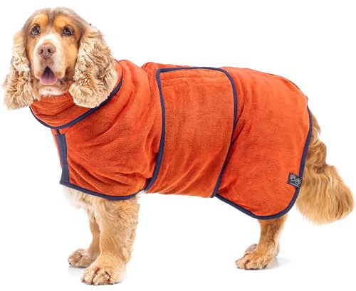 Lucky Paws® UK Dog Drying Coat - Luxurious Double Layer Dog Towel Robe - Dry Your Dogs in Minutes - Ultra Absorbent Drying Robe & Super Soft Dressing Gown (GIANT, Amber)