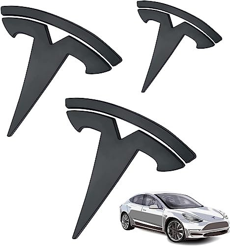 3 Stücke Modell Y Auto Etikett: SPORWAY Marke Etikett Frontkennzeichen Lenkrad Vorderrad Kofferraum Heckklappen Logo Aufkleber, Mattschwarzes Emblem Auto Zubehör