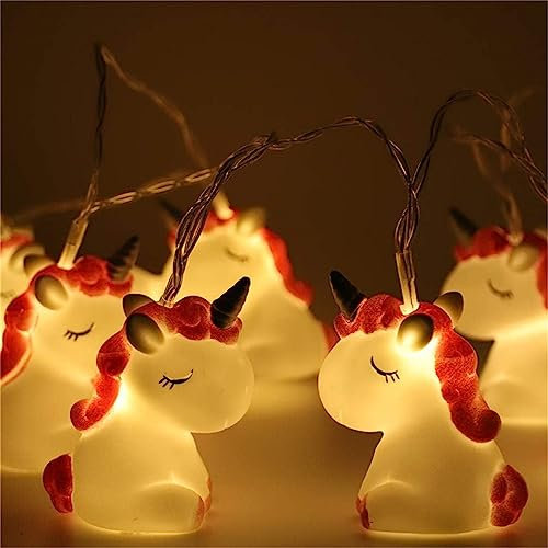 1,5 m 10 LED Cartoon Tier Lichterkette für Mädchen Schlafzimmer Batteriebetriebene LED Lichterkette für Zimmer Geburtstag Party Dekoration (Buntes Einhorn)