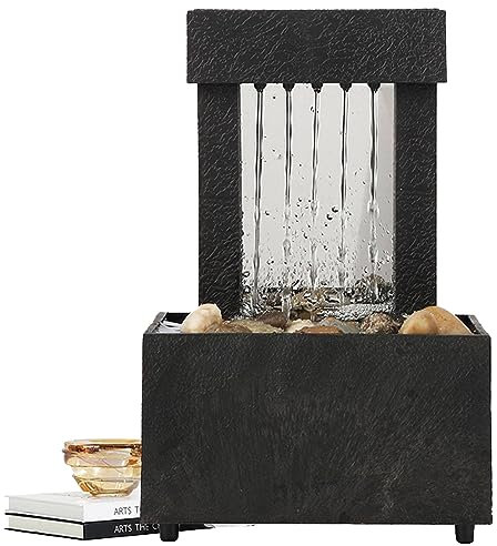 Tuzsocr Fontaine de Table,Ornements d'eau Courante de Fontaine,Cascade D'intérieur de Méditation, Fonctionne avec Piles/Chargement USB,pour la Décoration de la Maison,L'ameublement de Bureau,Salon