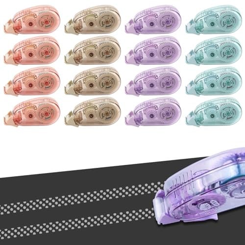 12 Stücke Doppelseitiges Kleberoller Set, Transparentes Klebeband Roller, Permanente Selbstklebender Sealing Glue, Foto Kleber für Fotoalbum, Klebemaus für Schule, Umschläge, Basteln, Büro(4 m×6 mm)