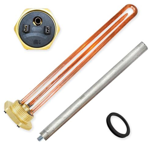 GOLDMAN SERVICE Kit Resistencia Termo Eléctrico Monoblock Roscada de 1¼ Pulgadas - Anodo Magnesio - Junta. Recambio para Termos de agua, Acumulador Solar, Caldera (2000W)