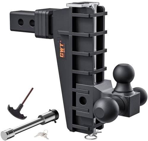 GWTAUTO Verstellbare Anhängerkupplung, Tri-Ball (4,8 x 5,1 x 6,1 cm) Anhängerkupplung, passend für 5,1 cm Empfänger, 20,3 cm Fallkupplung, 7,711 kg GTW-Klasse 3 Anhängerkupplung für
