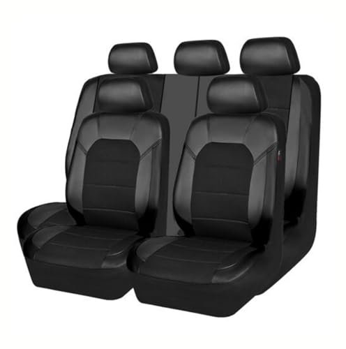ZONEWD 9 Stück Auto Sitzbezüge für Dodge RAM 1500 2000-2018 2019 2020 2021 2022 2023 2024, Autositzbezüge Kompletter Satz Leder Full Wrap Wasserdicht Auto Zubehör,Black