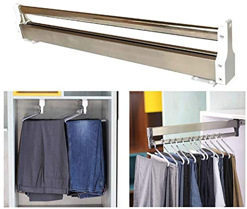 Generisch Ausziehbarer Kleiderschrank-Aufbewahrungsständer mit Kleiderstange, Push-Pull-Kleiderständer zur Aufbewahrung von Hosen, Hosen, Hemden, 59,9 cm (Farbe: Nr. 1, Größe: 450 mm/17,7 Zo