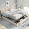KOMHTOM Lit Coffre avec Tete réglable en Hauteur, Moderne Velours Rembourré Lit avec Rangement sous Cadre de lit, Sommier à Lattes en Bois(sans Matelas) (Beige, 140 x 190CM)