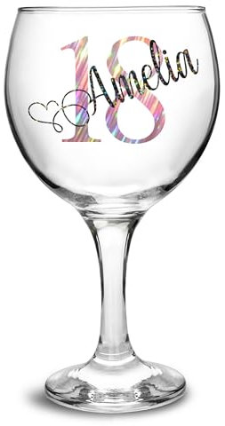 Personalised Birthday Gin Glass Gifts for Her Girl Women Bestie Balloon Cocktail Wine Glass 18th 21st 30th 40th 50th 60th 70th 80th Any Age Party Present Idea