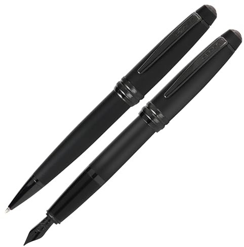 Cross Bailey Ballpoint Pen and Fountain Pen Gift Set (Medium Nib Size) Matte Black Ink