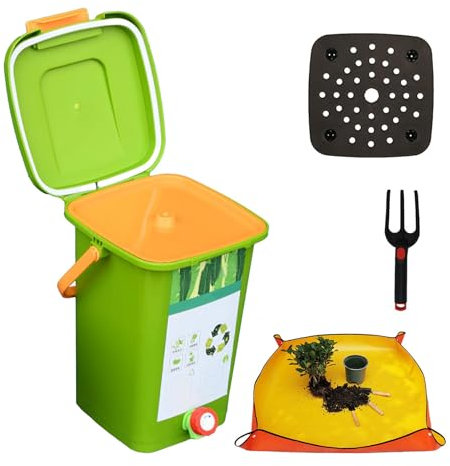 avec Robinet pour Collecter Le Liquide De Compost Poubelles à Compost 2/2,6/4/5 Gallons économisez De l'espace Et Facile à Transporter Composteur Cuisine sans Odeur,Style2(10L)-1Set