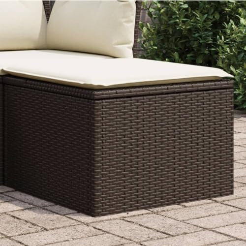 TEHTX7 Gartenhocker Hocker Sitzhocker für Camping Garten Terrasse Balkon Braun 55x55x37 cm Poly Rattan