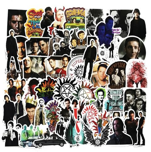 50 Stück Supernatural TV Aufkleber, Wasserfeste Aufkleber Sticker Set, Anime Aufkleber für Auto Laptop Skateboard Fahrrad Motorrad Motorräder, Ästhetisch Aufkleber für Jugendliche Kinder Erwachsene