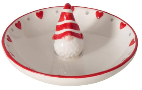 Boltze Home Dekorativer Teller mit Nikolaus, Ø11 cm, Farbe:Rot
