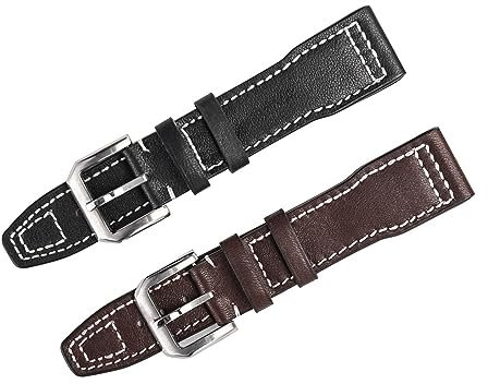 QTYQWC Uhrenarmband aus Leder, kompatibel mit IWC, Herren, weiches Echtleder-Uhrenarmband, 20 mm, 21 mm, Schwarz/Braun