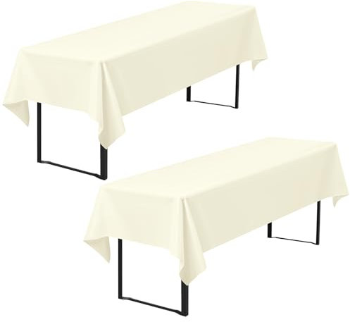 2er-Pack Biertisch Tischdecke, beige Biertischdecke, 260 x 110 cm Bierzeltdecke, strapazierfähige Polyester-Tischdecke, waschbare Tischdecke für Gartenparty, Geburtstagsfeier oder Grillfest (Beige)