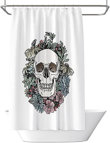 GFHTRELY Tenda da Doccia Tenda da doccia for bagno Tenda da doccia con teschio horror Stampa digitale Tenda da doccia impermeabile ispessita con ganci Tenda(W180xH180cm)