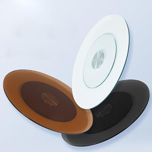 Noir Verre Trempé Plateau De Service Rotatif Lazy Susan 60cm 70cm 80cm Grande Service De Table Plateau, Plateau Tournant pour Table À Manger(Clear,60CM(24IN))