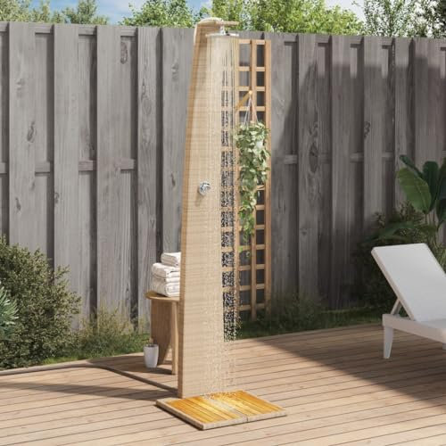 Home Garden,Outdoor Dusche Beige 55x60x224cm Polyrattan und Akazienholz