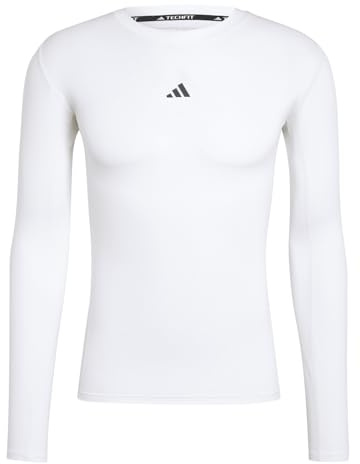 adidas Men's Techfit Compression Training Longsleeve TEE, White, L