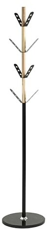 HAKU Möbel Garderobenständer, natur, schwarz, Marmor, Massivholz, Metall - Maße: H 179 x Ø 37 cm, Style: Modern