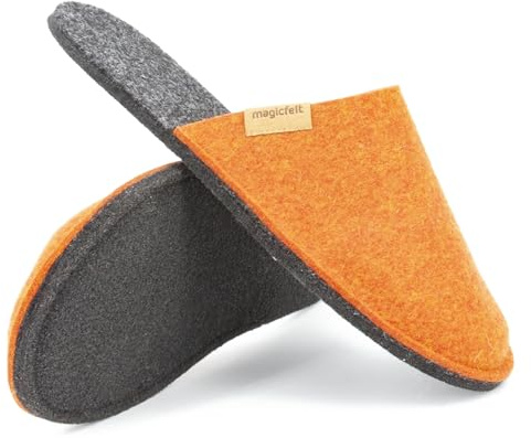 Magicfelt Magic Travel Filz-Pantoffel für Damen & Herren aus 100% Schurwolle Re-orange, 42/43