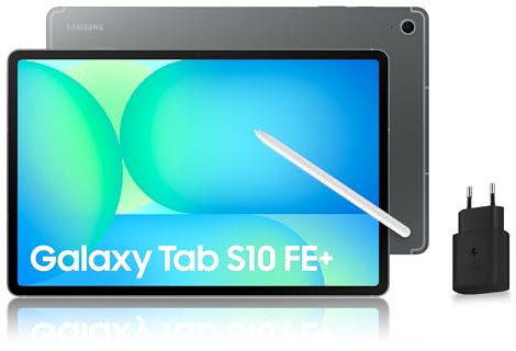 Samsung Galaxy Tab S10 FE+, Tablette Android 5G 13.1 128 Go, S Pen Inclus, Certification IP68, Gris Anthracite, Chargeur Secteur Rapide 25W Inclus, Version FR
