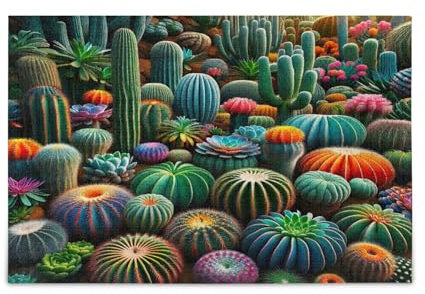 Bunte Sukkulenten, Kaktus, lebendiges Holz-Puzzle, Erwachsene, Gehirnspiel, schöne Puzzles für Erwachsene, einzigartige Puzzles