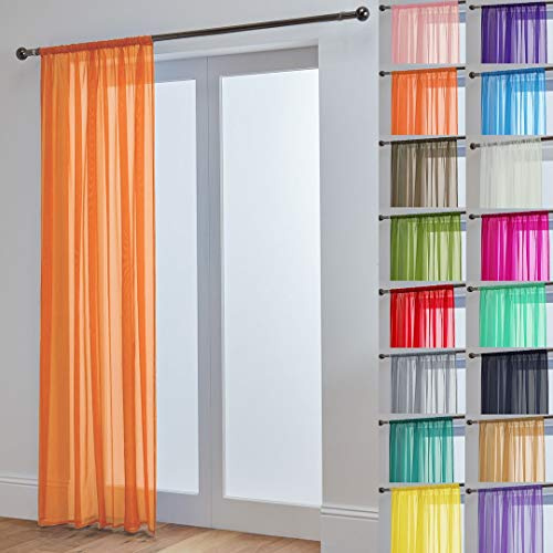 John Aird Lucy Voile Curtains - Rod Pocket Slot Top - Net Curtains - 1 Panel (Orange, 58 Wide x 118 Drop)
