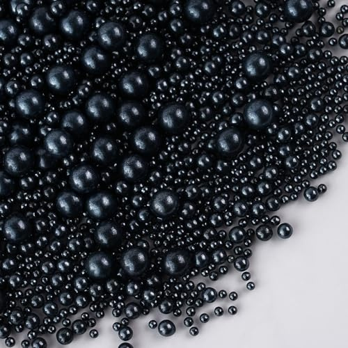Essbare Schwarz Perlen Zucker Streusel für Kuchen 130g Dessert Streusel Kuchen Cupcake Topper Cookie Dekorationen Süße Persönlichkeiten Zuckerstreusel für Hochzeiten und tägliche Kuchendekorationen