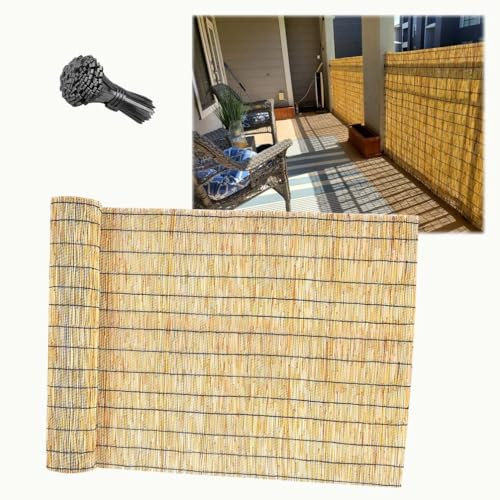 Schilfmatten Sichtschutz 80/90/100/110/120cm Windschutz Schilfzaun für Dach Terrasse Blickschutz Natürlicher Schilfzaunrollen für Pool Balkon(Natürlich)