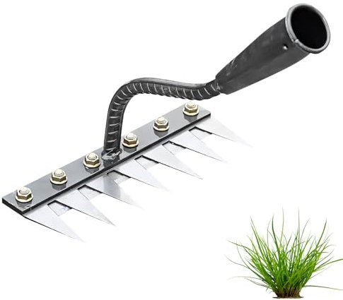 Rastrillo de malas hierbas de acero al carbono, herramienta multiusos para jardín, herramienta de malas hierbas para jardinería y malas hierbas, herramienta de jardín, rastrillo de malas hierbas para