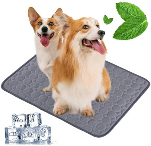 Zumylea Pfotenfrost Matte für Katzen Hund, 3-Schicht-System Selbstkühlende Kühlmatte Haustier Waschbar, Haustier-Kühlpad für Sommer, Auto, Zuhause & Outdoor (Dunkelgrau, L(70 * 55cm))