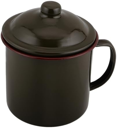 GOOHOCHY Emaille Becher Mit Deckel 5.51In Camping Tasse Für Outdoor Wandern Retro Wasserbecher Tee Kaffeetasse Für Küche Zuhause