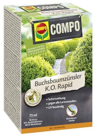 COMPO Buchsbaumzünsler K.O. Rapid - 75ml für 185m² Buchsbaum - gegen den Buchsbaumzünsler - mit Sofortwirkung - angenehmer Geruch