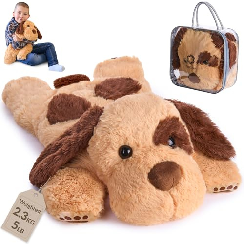 ODOXIA Gewichtskuscheltier Hund | 2,3 kg Sensorik Anxiety Weighted Hund Plüschtier für Kinder & Erwachsene | Beruhigendes Weighted Stuffed Animal | Sensorisches Kuscheltier gegen Stress & Angst