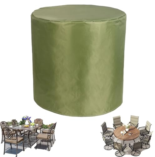 Outdoors Gartenmöbel Abdeckungen Wasserdicht, Schutzhülle Rund Für Gartentisch Universal Abdeckhaube - Oxford Gewebe Anti-UV Abdeckplane Yard Park Möbelabdeckung(Green,91D x 39H in)