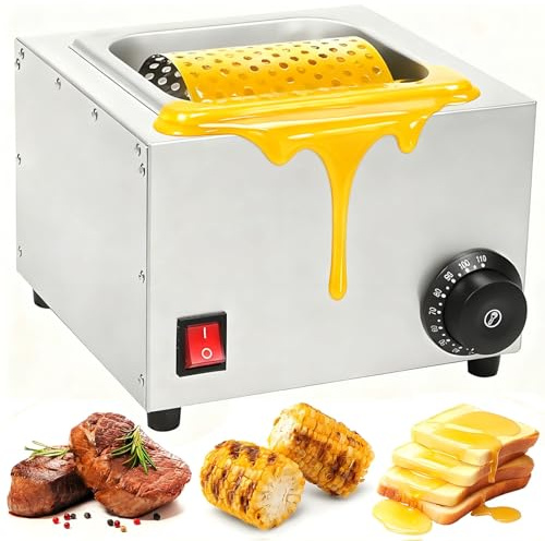 moupeaktain Electric Butter Wheel for Spreads Butter Evenly to Bread, 30-80℃ Adjustable Temp, Stainless Steel Butter Roller for Indoor/Outdoor Picnics Camping BBQ Grill