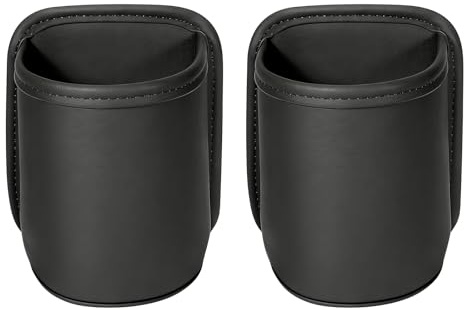 Euablfo 2 Stück Becherhalter Auto, Clip-on Getränkehalter Auto, flaschenhalter für Türtasche Rücksitz, PU-Leder getränke Halter für Wasserbecher (Schwarz)