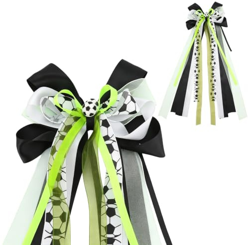 wokdsbl Schultütenschleife für Schultüte 60 × 20 cm Vorgebunden | Fußball Design aus Satin und Organza, Lange Bänder, für Einschulung und Schulanfang