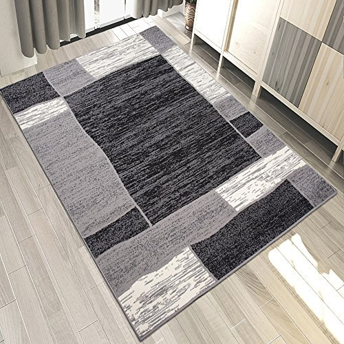 Carpeto Teppich Modern Geometrische Muster Trend Meliert in Grau, Schwarz - ÖKO TEX (180 x 250 cm)