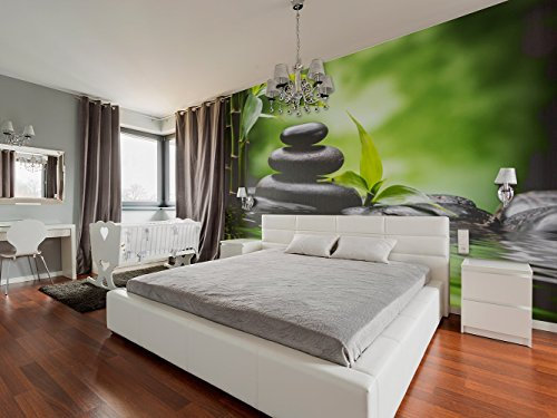 Fotomural Vinilo Pared Zen Piedras Bambú 200x150cm | Fotomural para paredes | Vinilo Decorativo | Varias Medidas | Decoración comedores, salones, habitaciones...