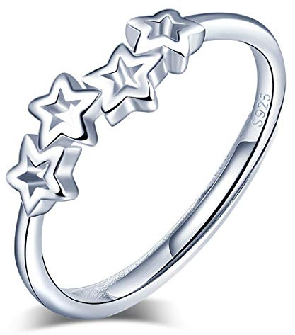 Cut Out Sterne Astro filigraner Ring 925 Sterling Silber Verstellbar Damen Ring